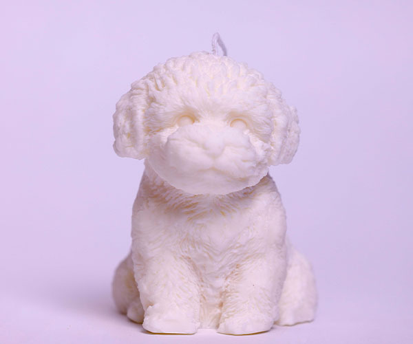 WHITE PUPPY DOG CANDLE